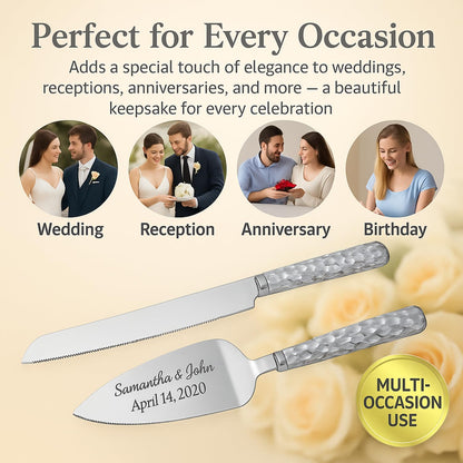 GIFTS INFINITY Personalized Wedding Cake Knife and Server Set with Engraving – Cake Cutting Utensil Set, Keepsake Gift for Wedding, Anniversary, Reception, Birthday & Other Occasions (CH-101WB)