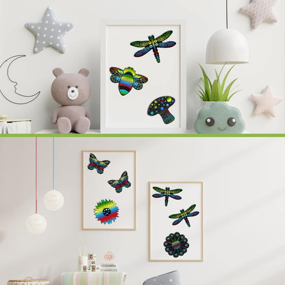Eaasty 24 Pieces Animal Scratch Cards Butterfly Scratch Crafts Art Card Rainbow Spring Art Party Supplies for DIY Crafts Home Decoration Project, 8 Styles