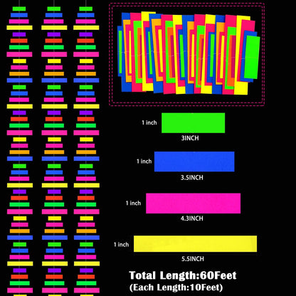 56 Pieces Rainbow Hanging Swirl Decorations Neon Swirl Streamers UV Neon Garland Ceiling Decorations Glow in The Dark Neon Party Supplies and Decorations Black Light Party Kit for Birthday Wedding