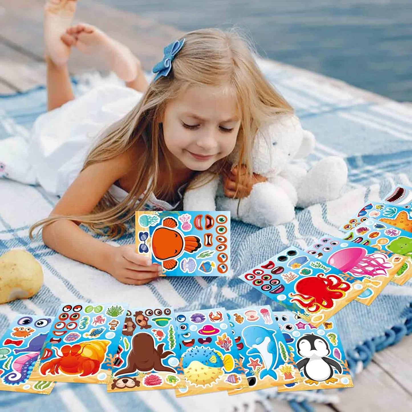 24 Sheets Make a Face Stickers for Kids Toddlers, Make Your Own Animal Mix and Match Sticker Sheets with Sea Animals Horses Dinosaurs Unicorns for Kids Crafts Party Favors Goodie Bags Stuffers