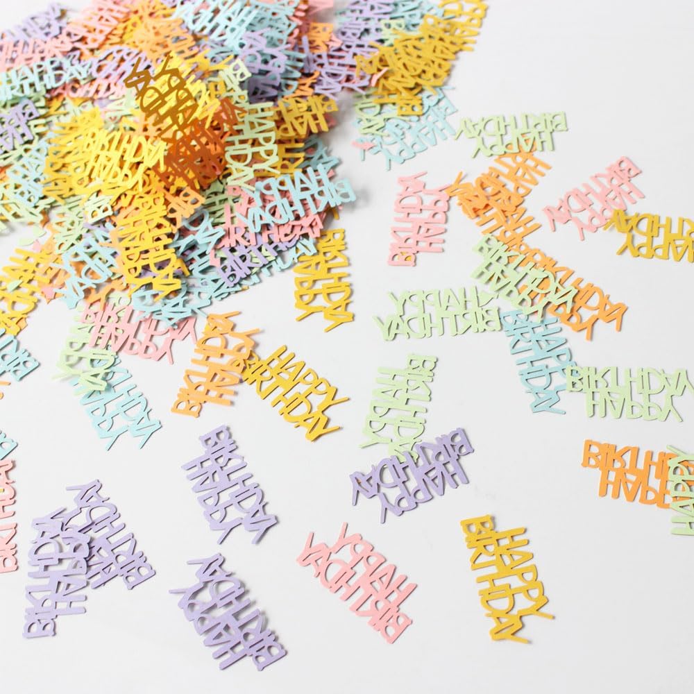 Pink Happy Birthday Confetti - Girl Birthday Party Decorations - Light Pink Glitter Scatters for Baby Girl Party Table Decor Supplies - 100PC