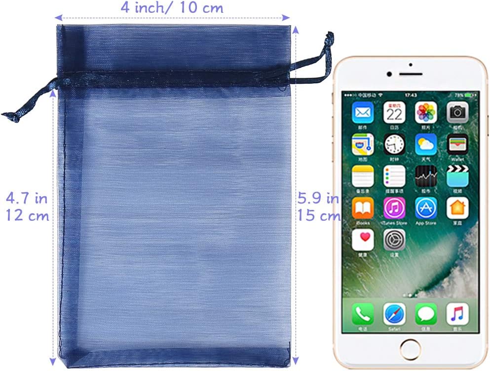 HRX Package 100pcs White Organza Bags, 4x6 inch Mesh Bags Drawstring Gift Bags Jewelry Pouches for Candy Wedding Favors Christmas