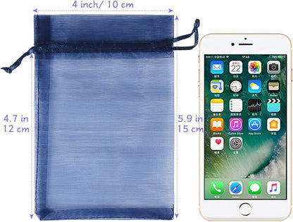 HRX Package 100pcs White Organza Bags, 4x6 inch Mesh Bags Drawstring Gift Bags Jewelry Pouches for Candy Wedding Favors Christmas