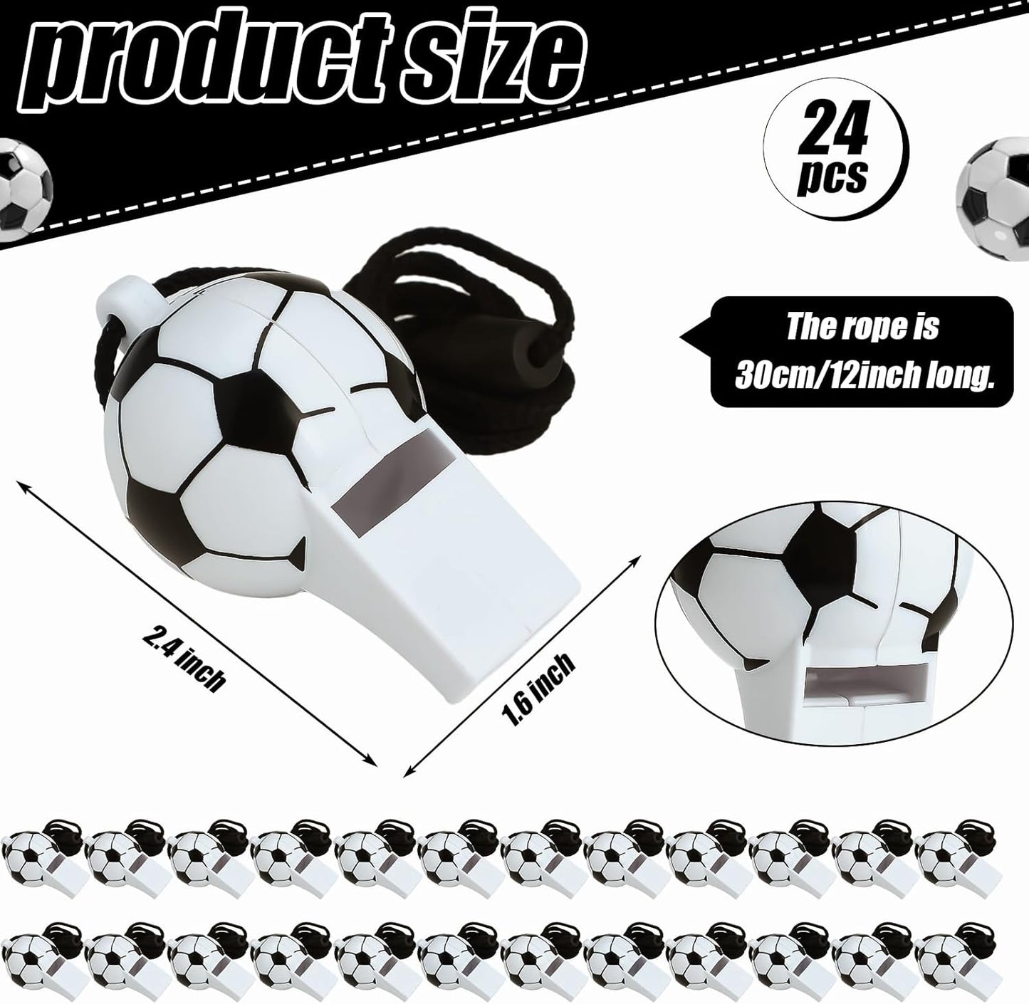 24 or 40 Pcs Baseball Football Soccer Sport Whistles Stadium Sporting Party Favor Noisemakers with Lanyard for Events Team Noise Whistles Loud Sound Party Acc