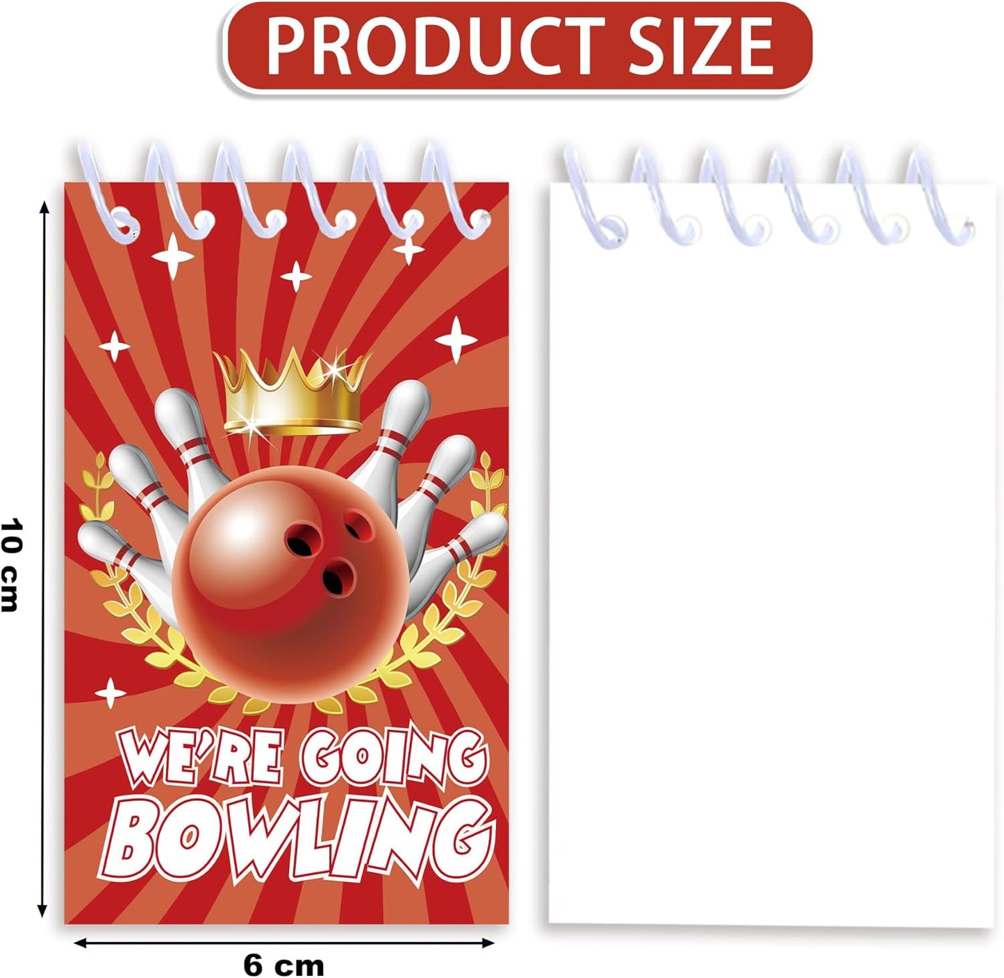 24 Pcs Bowling Mini Notepads Sports Party Favors Goodie Bag Stuffers Notepads Spiral Mini Notebooks for Teens Teacher Classroom Reward