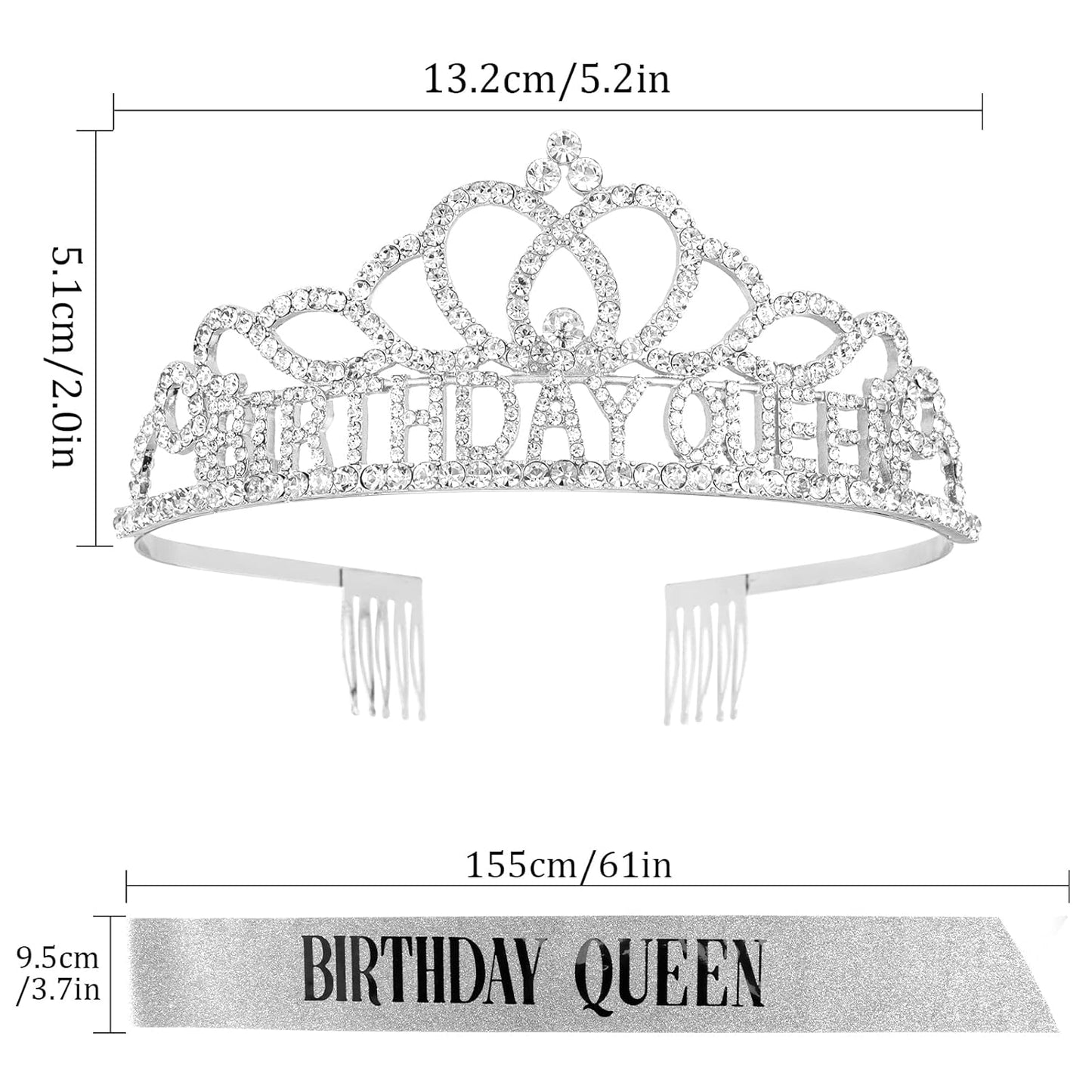 CAVETEE Gold Birthday Crowns and Sash - Queen Tiara for Party Decorations