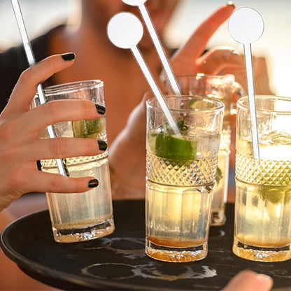 100 Pcs Cocktail Swizzle Sticks, 7 Inches Plastic Drink Stirrers Plastic Coffee Whiskey Beverage Stirrers (Clear)