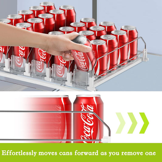 IBORING Drink Organizer for Fridge,Self Pushing Fridge Drink Organizer,Automatic Drink Dispenser for Fridge-Holds up to 30 Cans