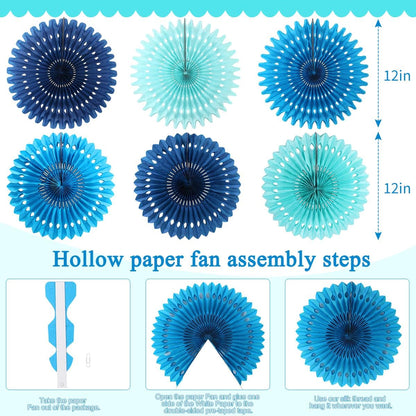 Party Hanging Paper Fans Decoration Set for Wedding Birthday Party Mother's Day Round Events Accessories Set of 8
