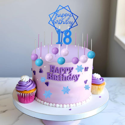 Yerliker 34 Pcs Happy Birthday Cake Toppers Decorations Birthday Candles DIY Cake Decor for Men Women Wedding Anniversary(Gold)