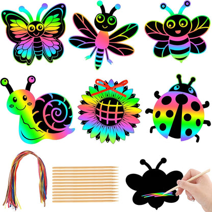 JULMELON 36 PCS Ocean Crafts, Rainbow Scratch Art Under The Sea Party Favors DIY Magic Color Summer Ocean Animals Scratch Cards for Summer Party Favors School Activities