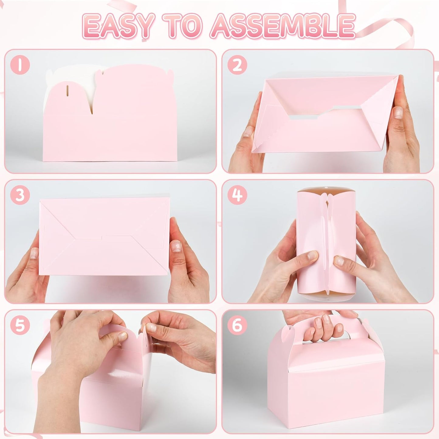 DjinnGlory 36 Pack White Party Favor Treat Boxes with Handle, DIY Paper Boxes for Baby Shower, Birthday, All Occasion, Small Gable Boxes for Small Business 6.18 x 3.58 x 3.38 Inches
