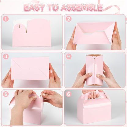 DjinnGlory 36 Pack White Party Favor Treat Boxes with Handle, DIY Paper Boxes for Baby Shower, Birthday, All Occasion, Small Gable Boxes for Small Business 6.18 x 3.58 x 3.38 Inches