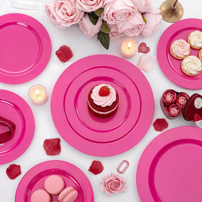 FLOWERCAT 60PCS White Plastic Plates - Heavy Duty White Disposable Plates for Mother's Day/Birthday Party/Wedding -serve for 30 guests Include 30PCS 10.25" & 30PCS 7.5" Plates for Party