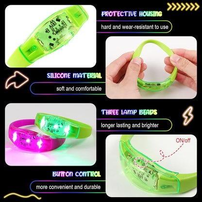 JellyArch 16 Pcs LED Glow Bracelets, Sound Activated LED Bracelets, Music Control Glow in The Dark Party Favors for Wedding, Raves, Concert, Camping, sporting Events, Party (Radiant Colors)