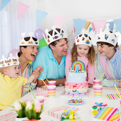 Thenshop 120 Pcs White DIY Paper Crowns for Kids to Decorate Blank Birthday Party Decoration Crowns for Kids Princess Queen(Stylish Style)