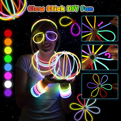 LovesTown 260PCS Glow in the Dark Party Supplies for Kids Adults, Light up Party Favors with LED Glasses Glow Sticks Bulk Finger Lights Light up Rings for Goodie Bags Fillers Raves Accessories