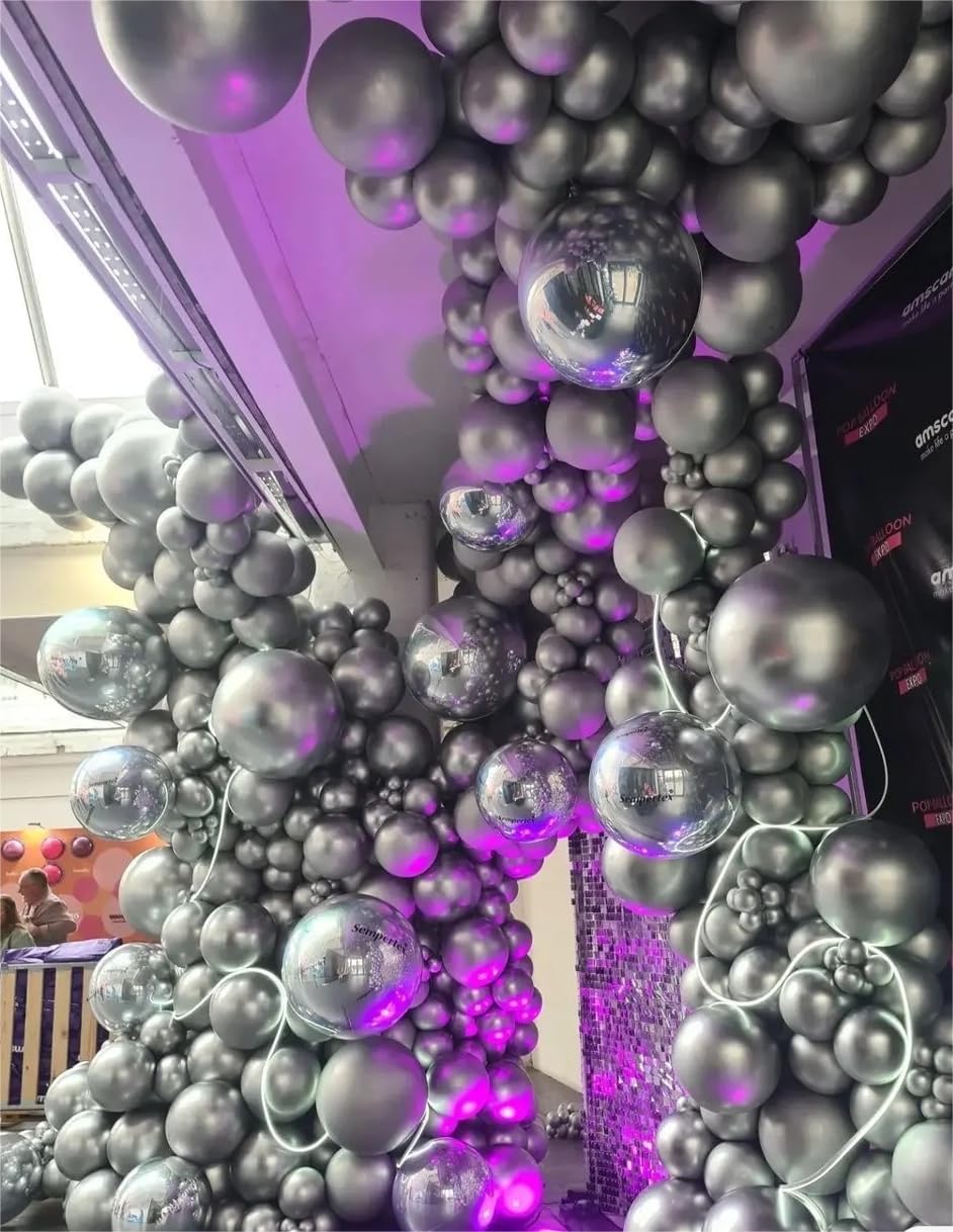 Party Balloons 12inch 50 Pcs Latex Confetti Balloons Birthday Balloons Party Decoration Wedding Baby Shower Christmas Party-Confetti Silver