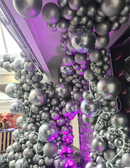 Party Balloons 12inch 50 Pcs Latex Confetti Balloons Birthday Balloons Party Decoration Wedding Baby Shower Christmas Party-Confetti Silver