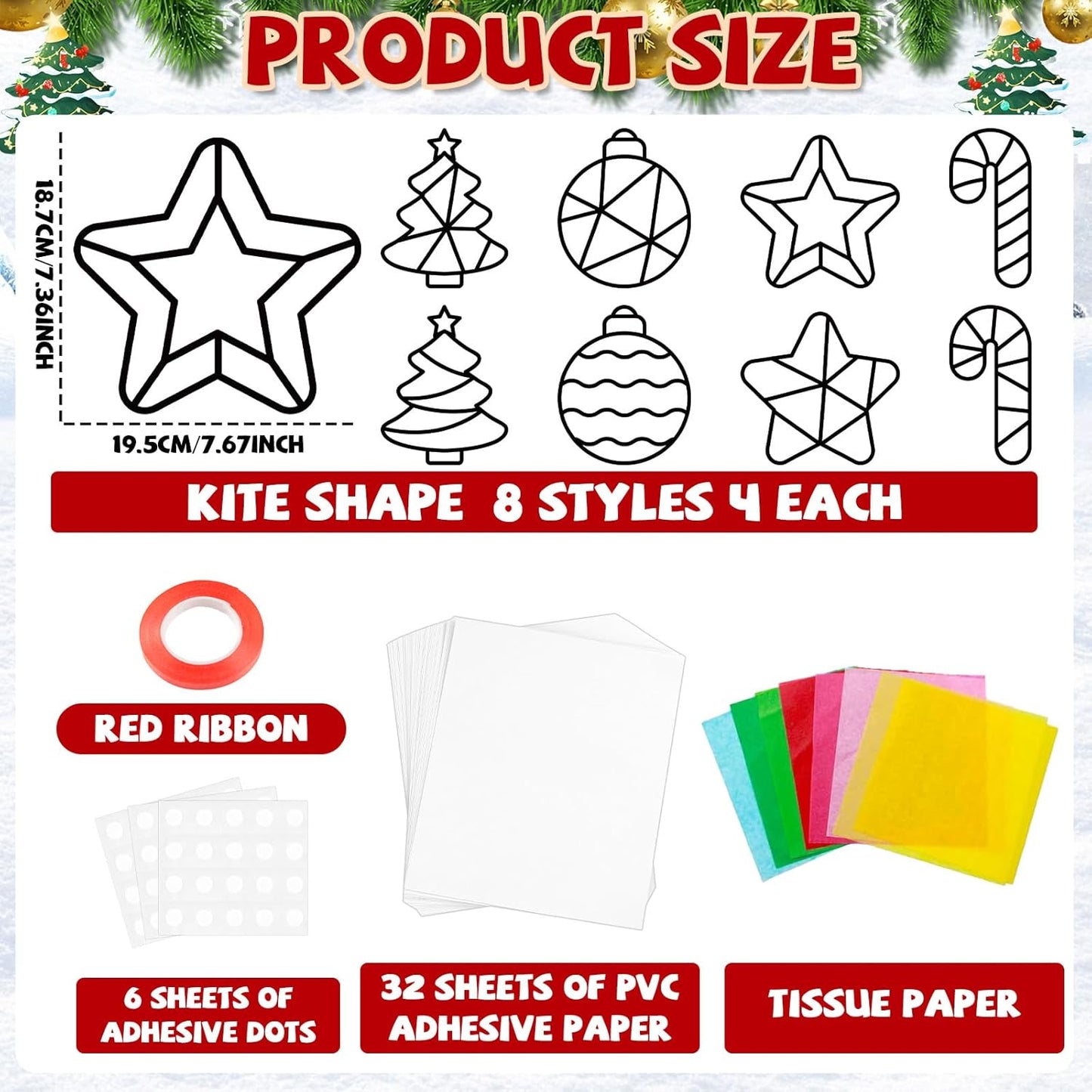 QOUBAI 32 Sets Stars Suncatchers Craft Back to School DIY Stained Glass Window Patriotic 4th of July Paper Craft Home School Classroom Decor Kid Birthday Gift Creative Art Activity Game - Colors A