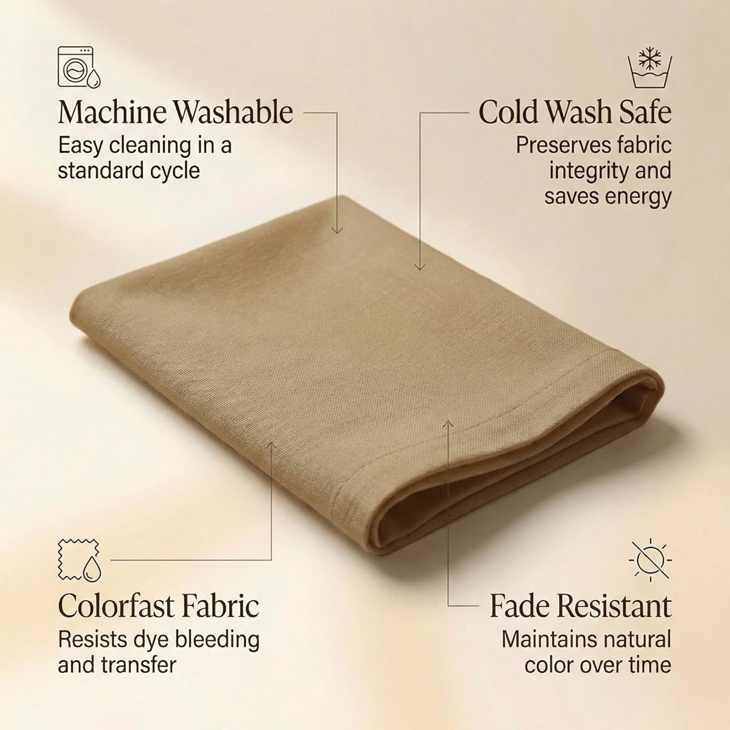 ACCENTHOME Natural Cotton Linen Napkin Set of 12 18x18 inch Dinner Napkins - Washable Soft Premium Hotel Quality Reusable Hemmed Edges Napkins Perfect Table Linens for Family Dinners, Weddings