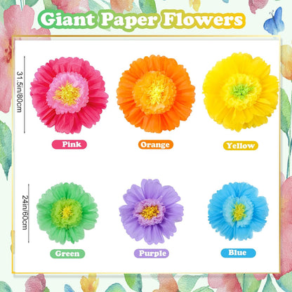 Giegxin 20 Pcs 31.5'', 23.6'', 11.8'', 9.8'' Pink Giant Paper Flower Boho Large Tissue Flower for Wall Pink Pom Pom Floral Decoration for Wall Wedding Bridal Shower Classroom Tea Party Birthday Decor