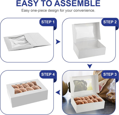 MT Products Cupcake Boxes 8" x 5.75" x 2.5" - Auto Pop-Up Bakery Boxes with Window (Pack of 25) - Made in the USA