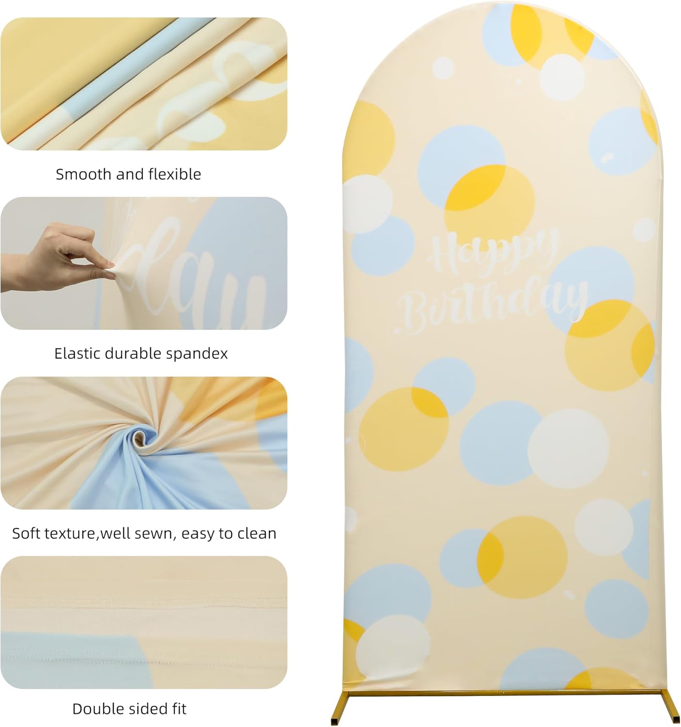 3-Piece Arch Cover Bundle – 7.2FT, 6.6FT & 6FT Stretch Spandex Backdrop Set – Wedding, Birthday & Photo Booth Arch Covers for Every Event