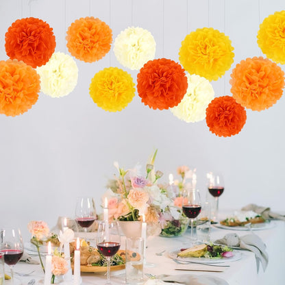 BestoFun 16 PCS Sage Green Party Decorations Tissue Paper Flowers Christmas Party Decors Hanging Pom Poms Decorations for Xmas New Year Winter Holiday Decorations