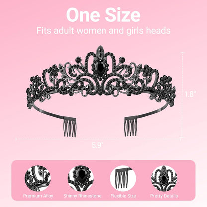 Tiara Crown for Women, Headband Hair Accessories for Birthday Wedding Party Costume Pink