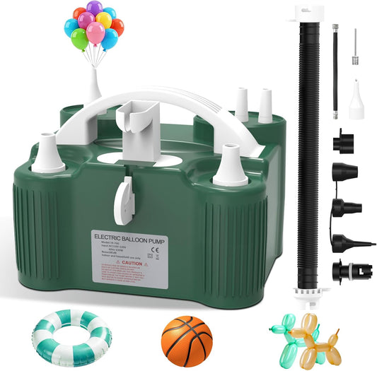 ID IDAODAN 4-in-1 Electric Balloon Pump with Triple Nozzles, Dual Motor Balloon Inflator & Deflator for Latex, Foil & 260Q Balloons