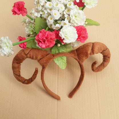 YAXAMING Halloween Antelope Horns Headband Brown Ram Hair Hoops Bands Goat Sheep Animal Headpiece Hairband Women Christmas Holiday Festival Parade Wedding Cosplay Dress Up Birthday Party Accessories