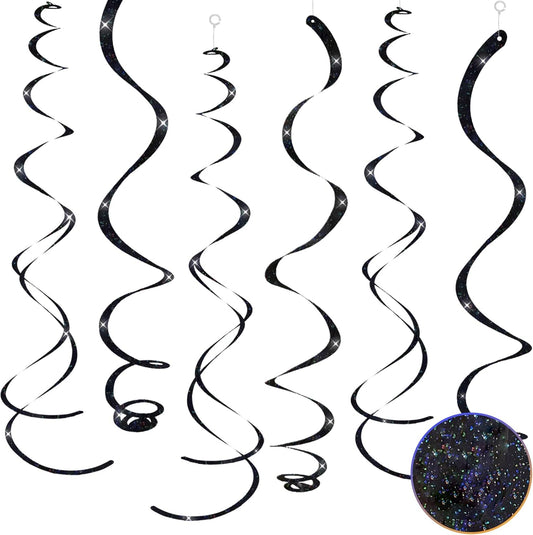 Hanging Swirl Decorations Black and Red Swirl Decoration 30pc Foil Swirl Spiral Decoration 24"