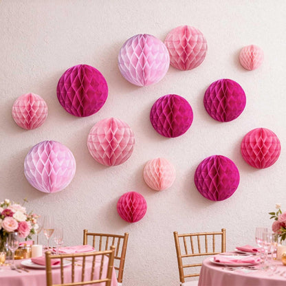Rainbow Paper Honeycomb Balls,6 and 10 inch Hanging Tissue Pompoms,12 Pack Party Decorations