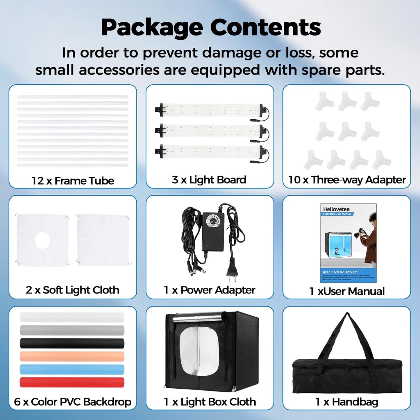 Photo Light Box, 12/16/20/24/32 Inch Photography Light Box with CRI>95 120 Light Beads. Dimmable Shooting Tent Kit with White and Warm Light. 6 Color Backdrops Photo Booth for Studio Products Display