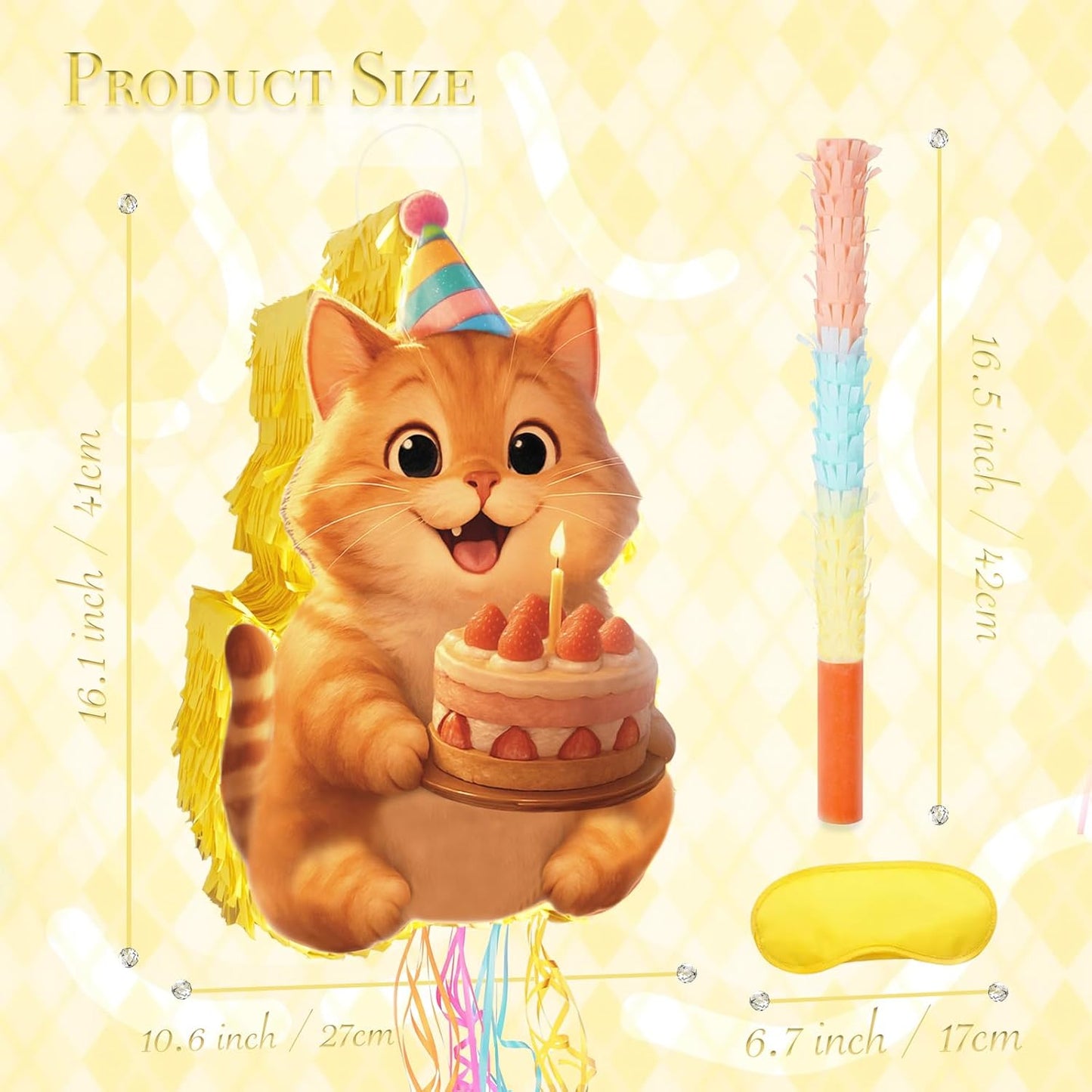 Princess Castle Pinata Set - Coquette Pink Castle Pull String Piñata with Blindfold and Stick for Girls Princess Themed Birthday Party Decorations, Winter Fairy Piñata (16.5 x12.4'')