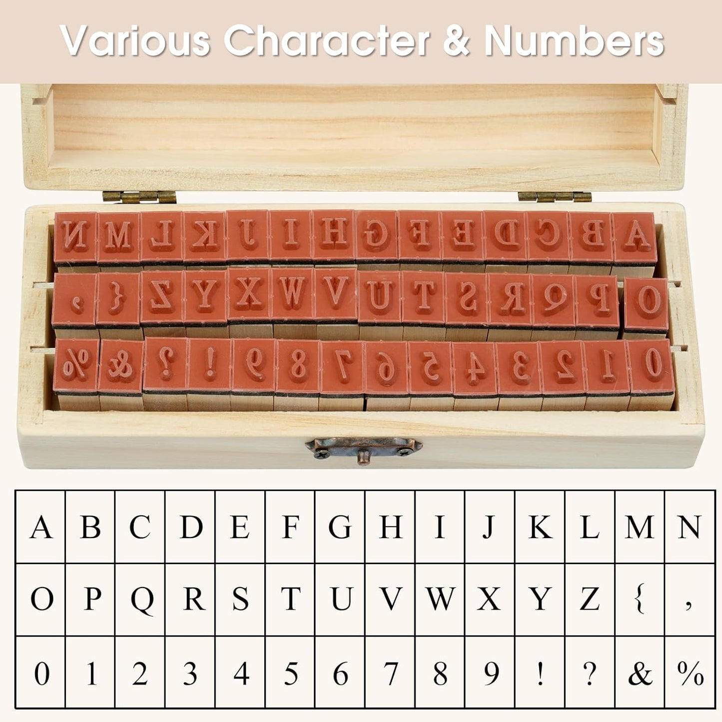 42 Pcs Letter Stamps, Rubber Stamps Alphabet Stamps, Wooden Stamps Number Alphabet Letter Symbol Set for DIY Crafting, Scrapbooking Supplies, Card Making