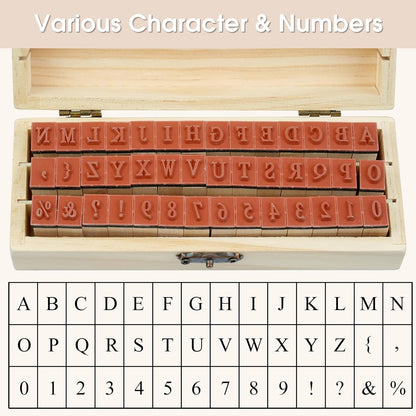 42 Pcs Letter Stamps, Rubber Stamps Alphabet Stamps, Wooden Stamps Number Alphabet Letter Symbol Set for DIY Crafting, Scrapbooking Supplies, Card Making