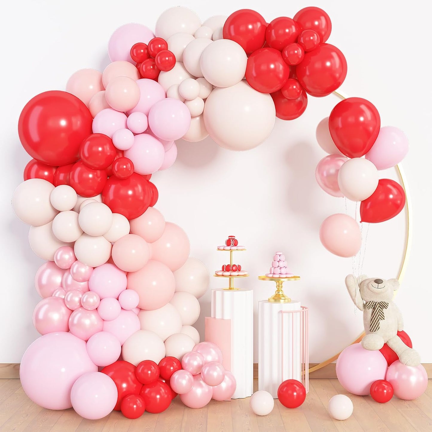 Amandir 153pcs Purple Blue Pink Balloon Garland Arch Kit, Different Sizes 18 12 10 5 inch Teal Yellow Latex Metallic Confetti Balloons for Magic Birthday Engagement Party Decoration