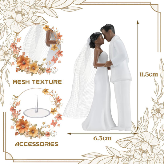 Remerry 4.5" Wedding Bride and Groom Cake Topper Vintage Elegant Wedding Cake Topper Couple Figurine Novios Para Pastel for Engagement Romantic Funny Couple Statue Anniversary(Romantic Era,White)
