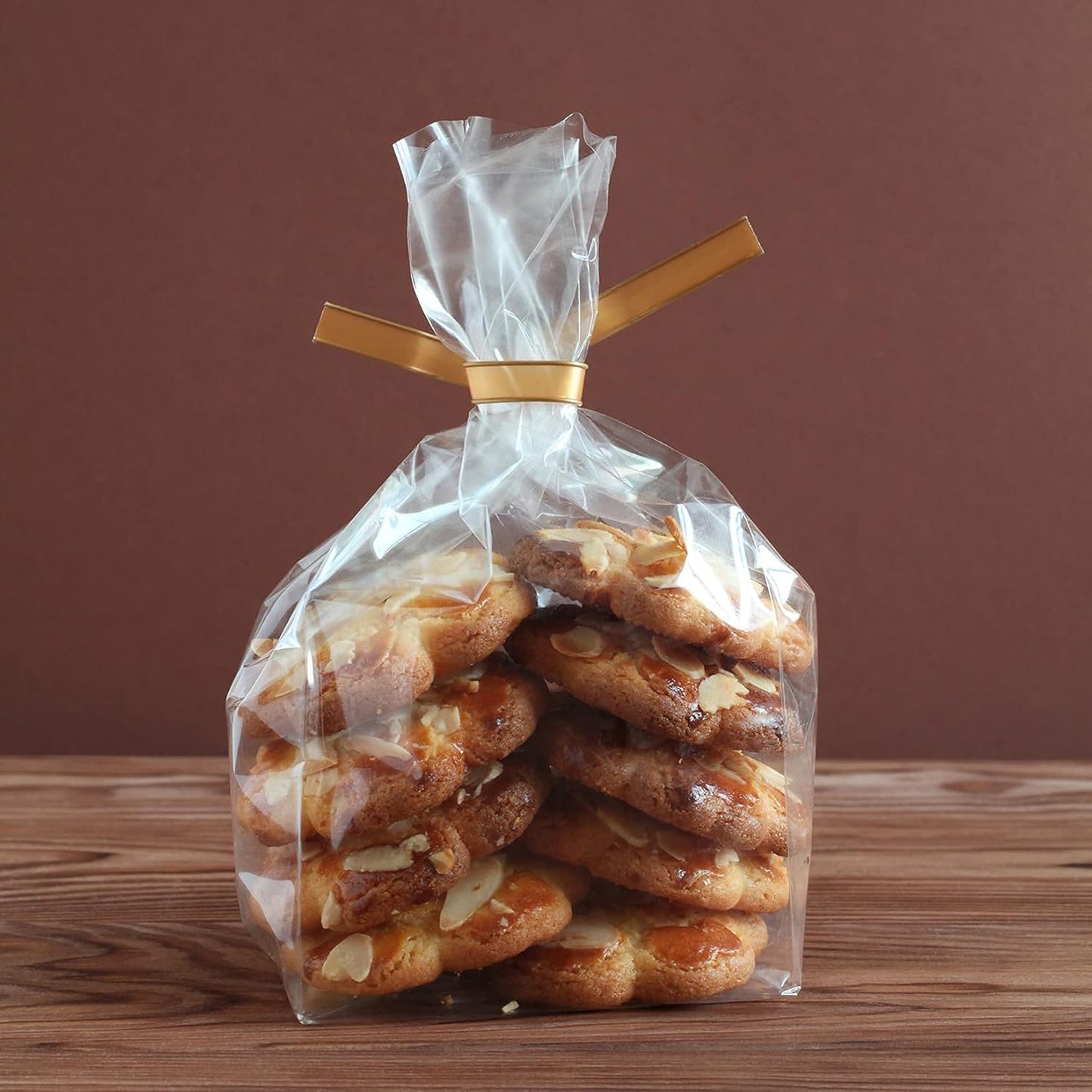 Gusseted Flat Bottom Cellophane Bags with Paper Insert 50Pcs 4x2x8 Inches Smore Bags
