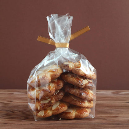 Gusseted Flat Bottom Cellophane Bags with Paper Insert 50Pcs 4x2x8 Inches Smore Bags