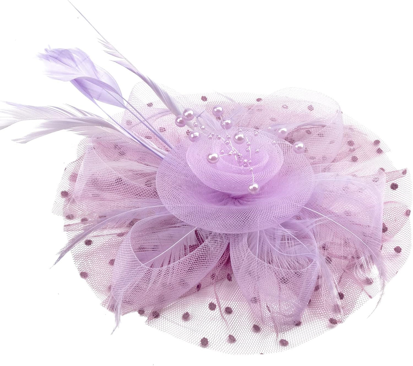 DRESHOW Fascinators Hat Flower Mesh Ribbons Feathers on a Headband and a Clip Tea Party Headwear for Girls and Women - Colors A