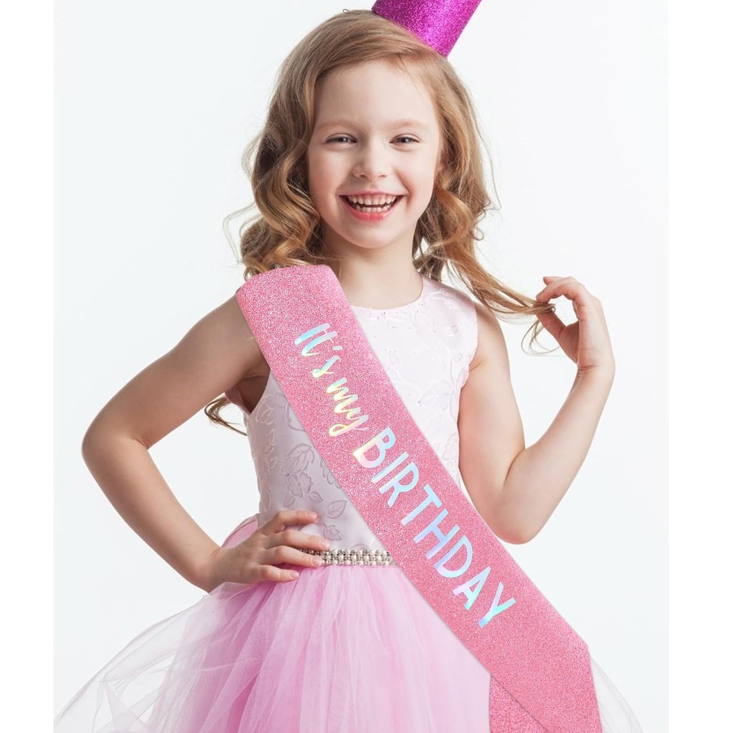 CIEHER 70.8 L x 3.6 W Pink It's My Birthday Sash Birthday Sashes for Women Glitter Fabric