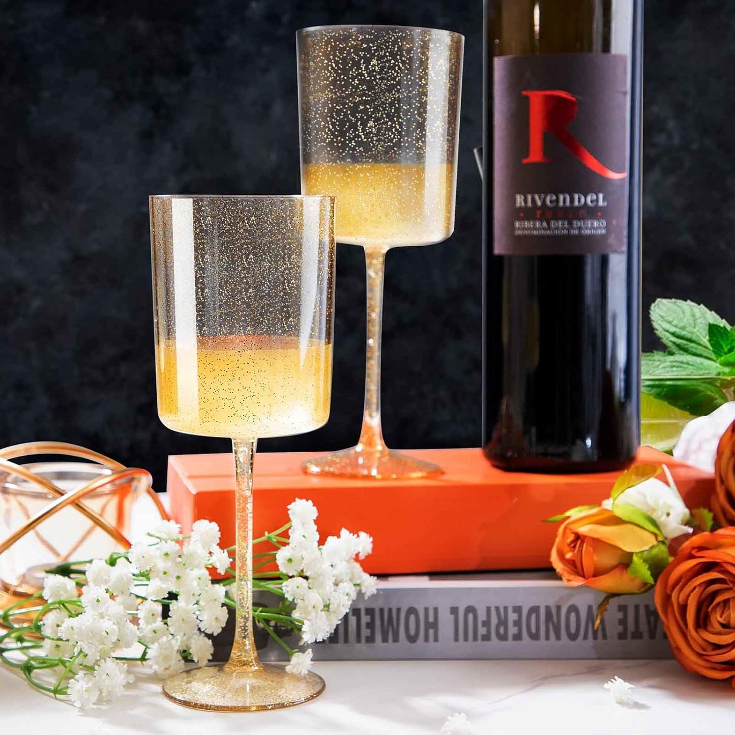 Ciaell 36 Pack Plastic Champagne Flutes - 6 Oz Disposable Champagne Glasses - Square Clear Plastic Toasting Glasses for Party Birthday Anniversary Wedding