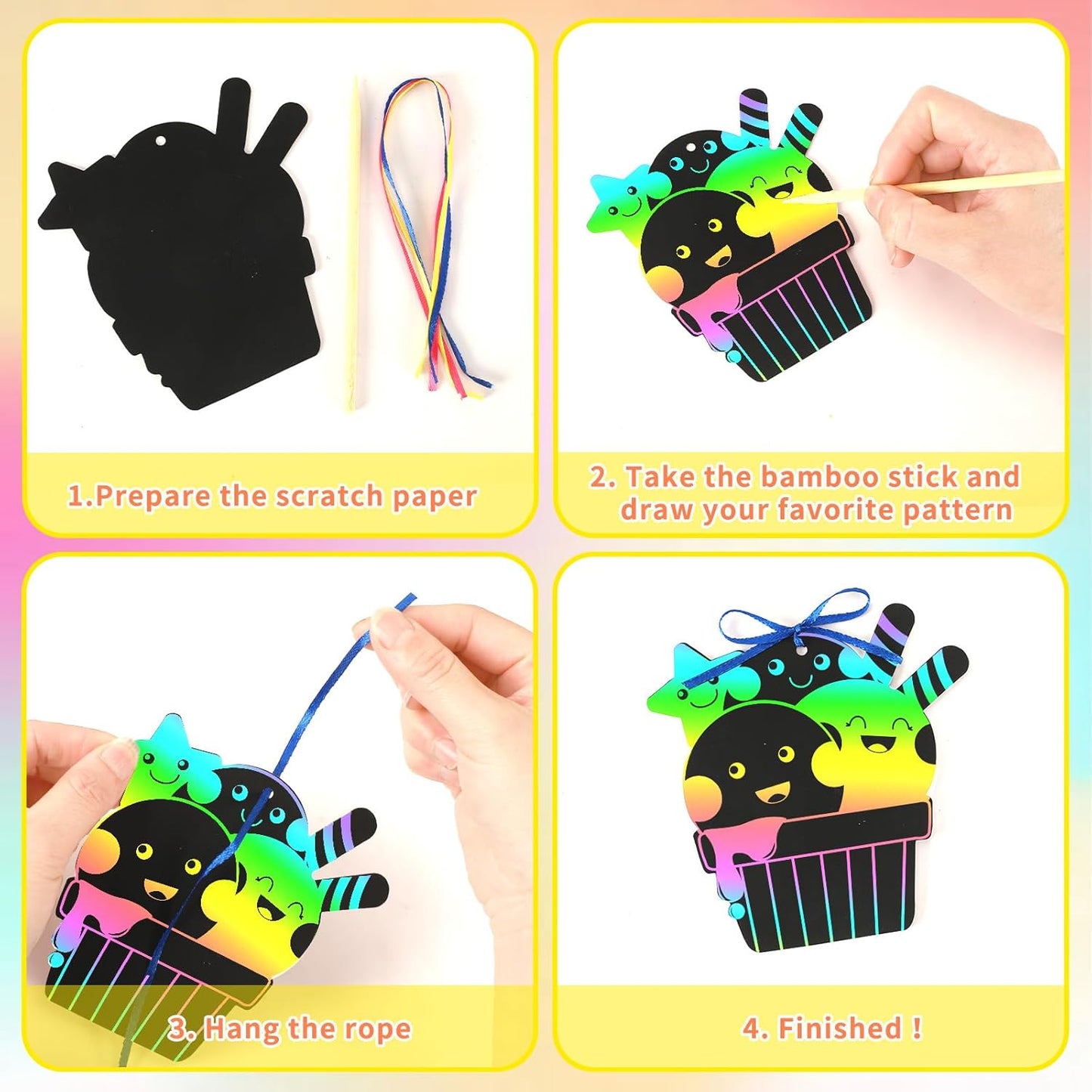 JULMELON 36 PCS Ocean Crafts, Rainbow Scratch Art Under The Sea Party Favors DIY Magic Color Summer Ocean Animals Scratch Cards for Summer Party Favors School Activities