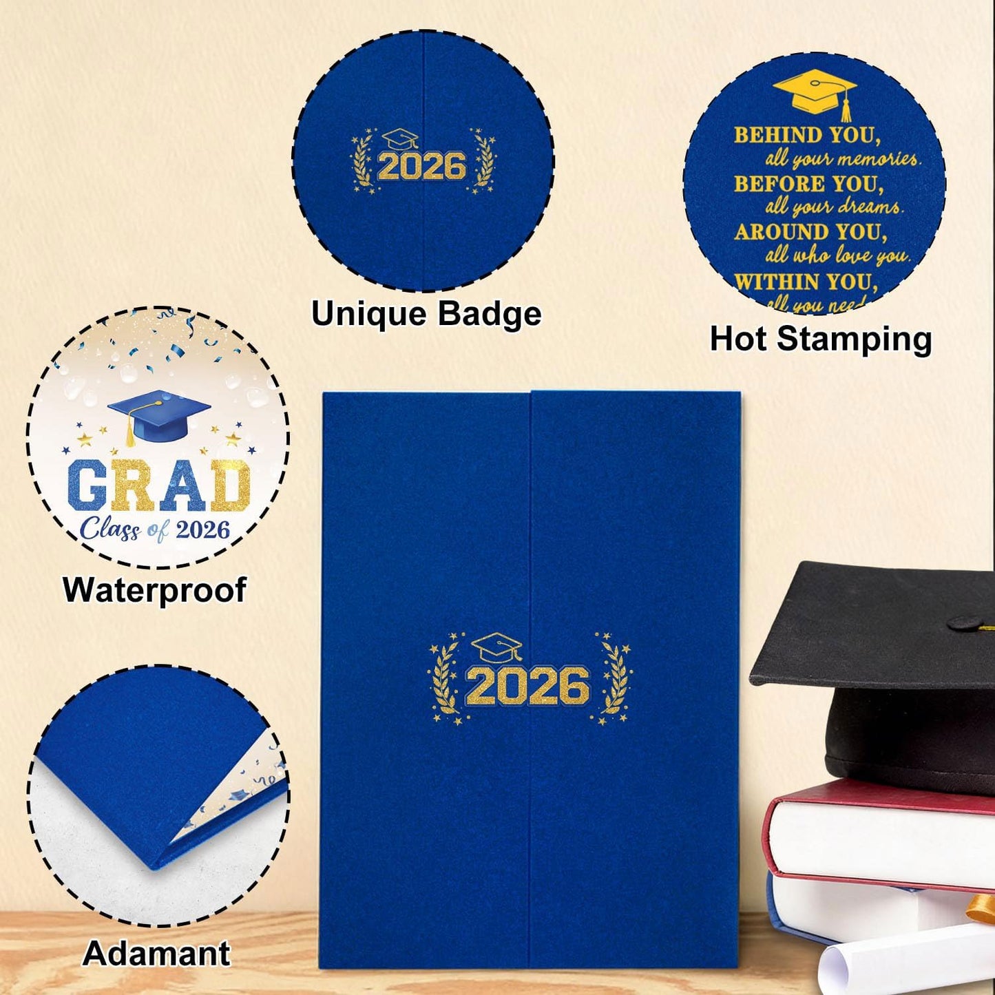 QIYANPAX Graduation Guest Book 2026, Blue and Gold Graduation Decorations Class of 2026, Graduation Signature Book, Congrats Grad Guest Book Alternative, Unique Graduation Gifts