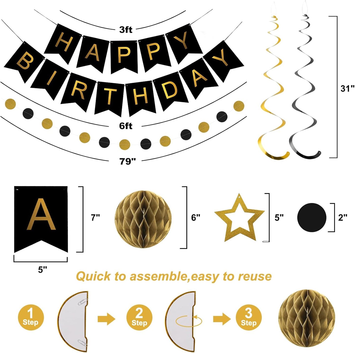 meowtastic Birthday Decorations, Happy Birthday Banner with Honeycomb Balls, Stars Hanging Swirl Streamers, Circle Dots Garland, Happy Birthday Party Decorations for Women Men Boys Girls (Blue)