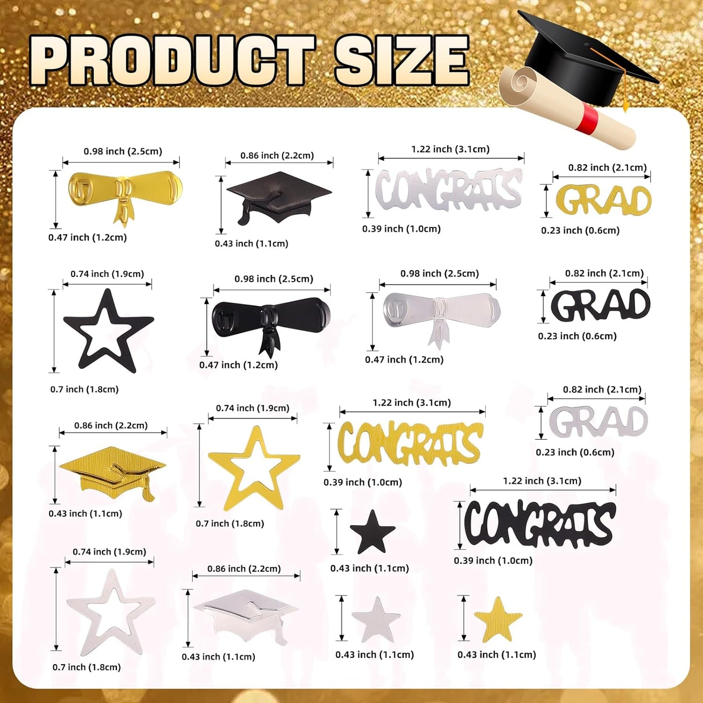Gold and Black Graduation Confetti 2026, 1000 Pcs Congrats Grad Confetti Class of 2026 Party Table Centerpiece for 2026 Graduation Party Decorations