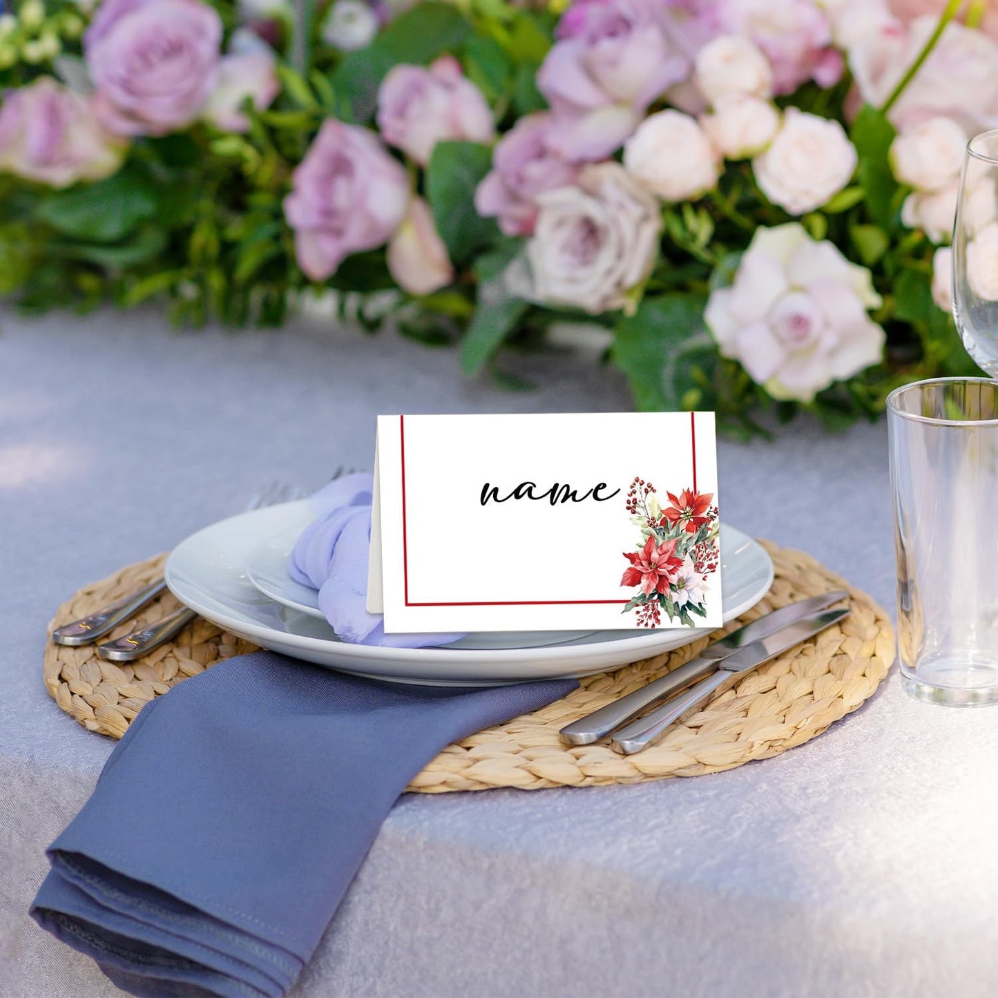 Boho Floral Place Cards for Table Setting, Wedding Placecards, Tent Cards Decor For Bridal Shower Anniversary Party Decorations, 25 Pack Baby Shower Food Name Card, 2 x 3.5" /001